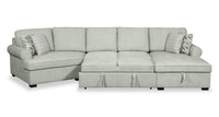 Scott Living Haven 3-Piece Left-Facing Chenille Fabric Cuddler Sleeper Sectional with Storage - Seafoam Blue 