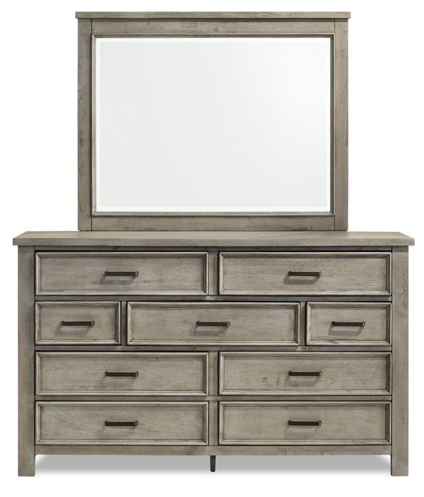 Levi Bedroom 9-Drawer Dresser, 67\"W x 38\"H, Wood - Drift Grey 