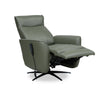 Serene 31\" Green Genuine Leather Power Reclining Massage Chair with Power Headrest and Heated Seat