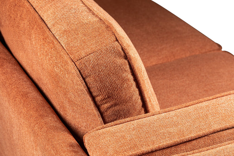 Kort & Co. Kassia 90.6\" Linen-Look Fabric Sofa with Wood Base and Legs - Orange 