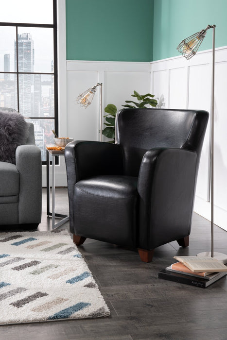 Zello Faux Leather Accent Chair - Black