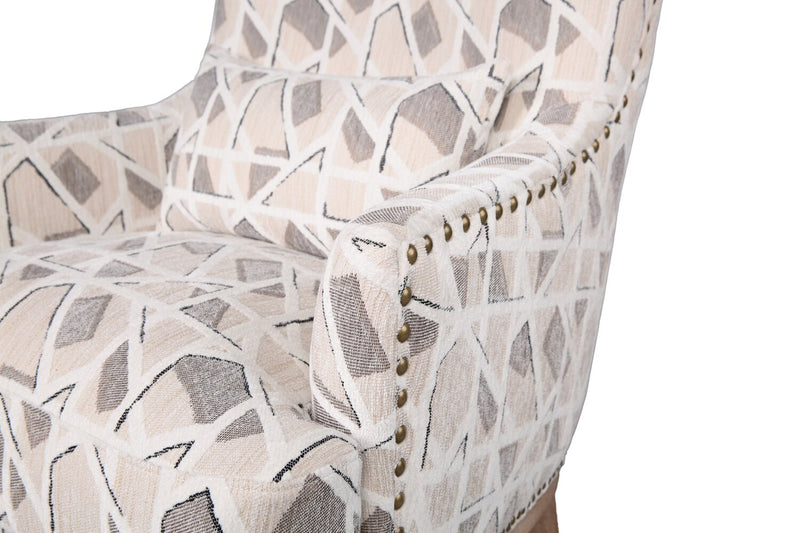 Haden 30\" Chenille Fabric Accent Chair with Wood Base and Nailhead Trim - Angelou Linen Multicolour