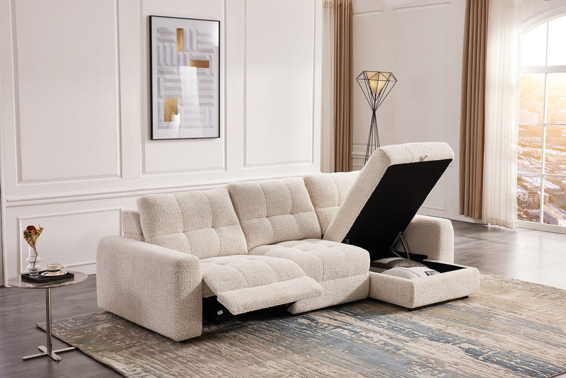 Scott Living Elevate Modular 115\" Chenille Fabric Right-Facing 3-Piece Sectional with Chaise - Beige