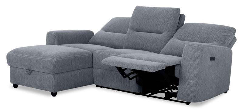 Meadow 2-Piece Left-Facing Charcoal Grey Chenille Fabric Power Reclining Sectional with Storage Chaise
