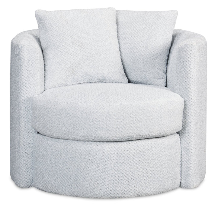 Made in Canada Petite 36\" Chenille Fabric Swivel Cuddler Accent Chair - Teddy Star Grey 