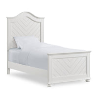 Ella Panel Bed with Headboard & Frame for Kids, Chevron Pattern, White - Twin Size 
