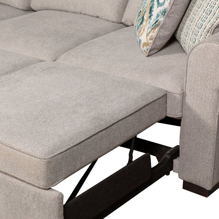 Scott Living Haven 3-Piece Chenille Fabric Sleeper Sectional - Grey 