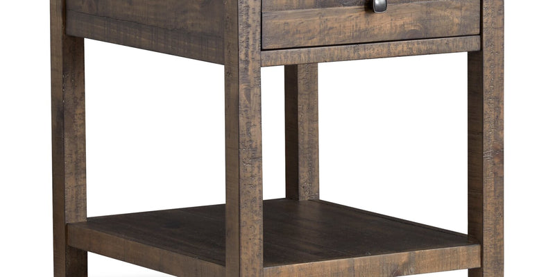 Edwin 22” Country Pine End Table with Storage - Homestead Brown