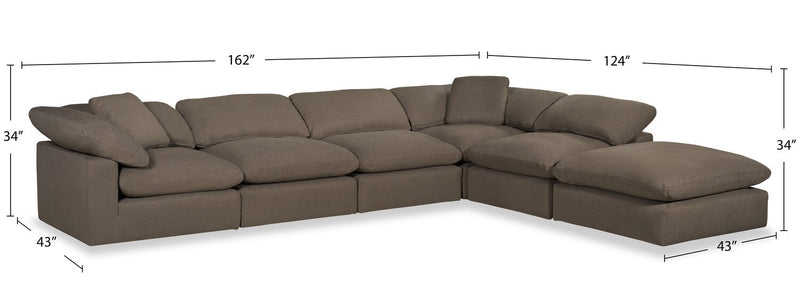 Eclipse 6-Piece Linen-Look Fabric Modular Sectional - Slate 