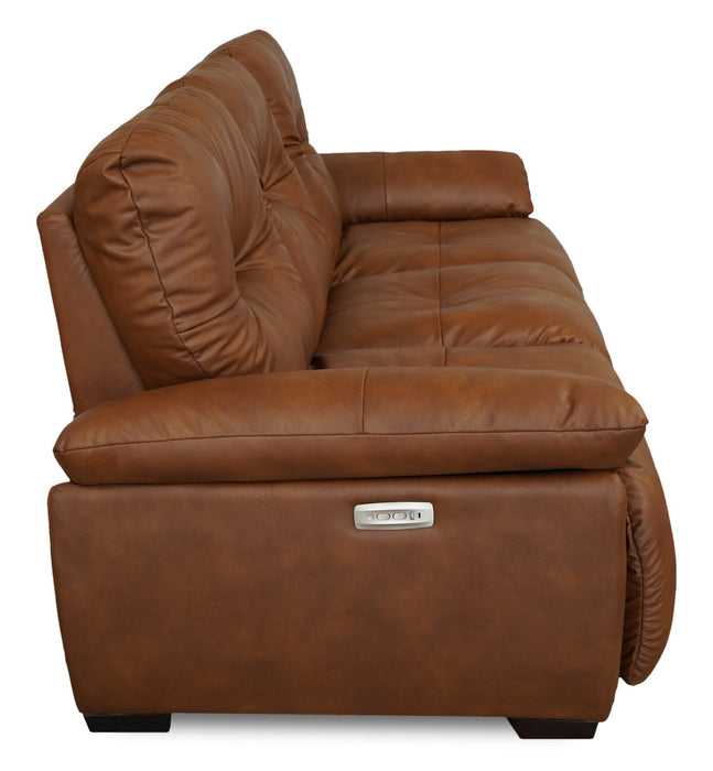 Bello 91.7\" Leather-Look Fabric Power Reclining Sofa with Power Headrest - Brown