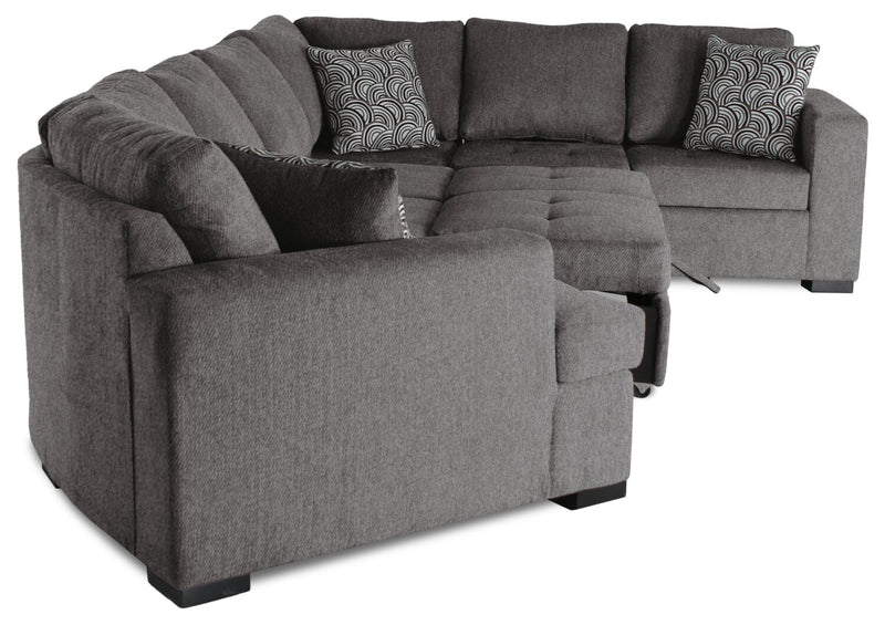 Legend 4-Piece Left-Facing Chenille Cuddler Sleeper Sectional - Pewter