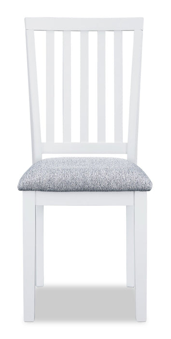 Bryn Dining Chair with Fabric Seat, Slat-Back – White and Grey