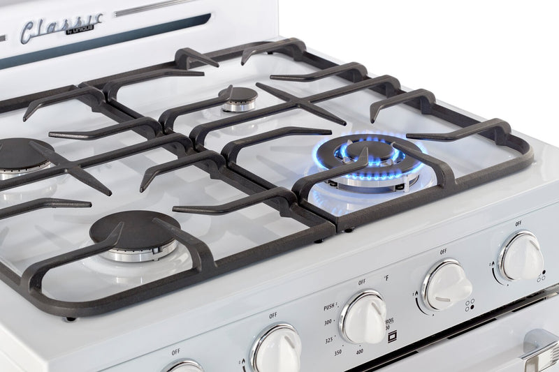 Off-Grid Classic Retro by Unique 30\" 3.9 Cu. Ft. Propane Gas Range - Marshmallow White - UGP-30CR OF2 W