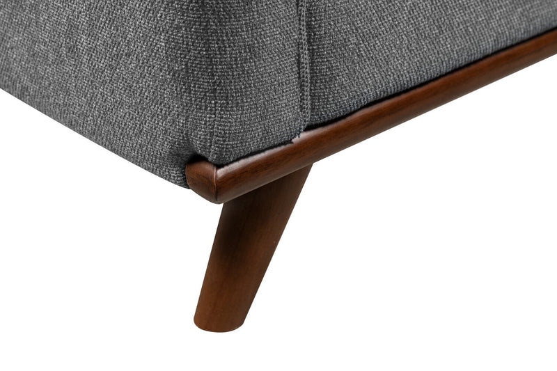 Kort & Co. Kassia 65.4\" Linen-Look Fabric Loveseat with Wood Base and Legs - Grey 