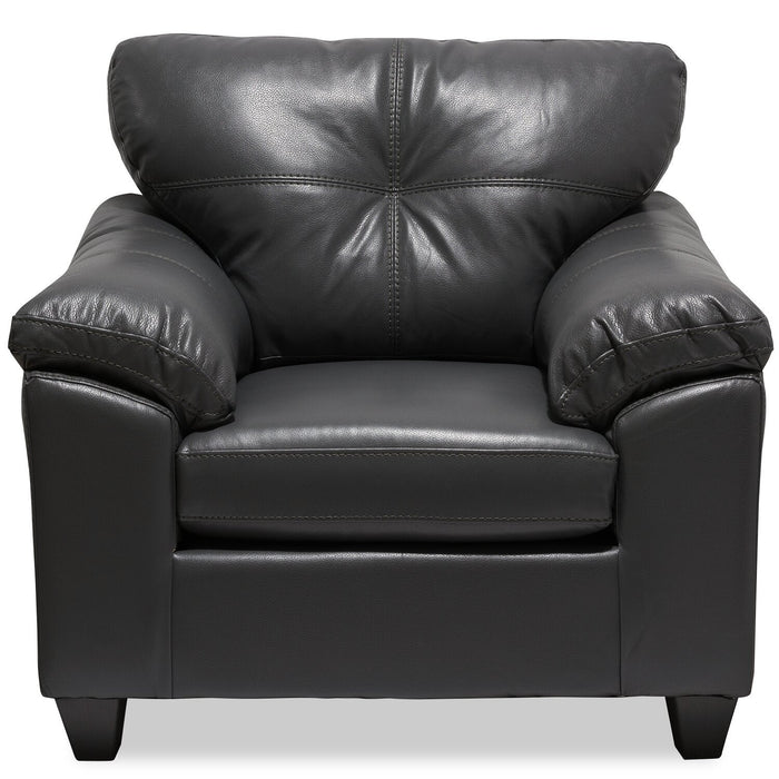 Made in Canada Addison 42\" Leather-Look Fabric Chair with Tufted Back Cushion - Grey 