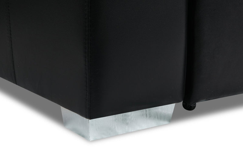 Drake 3-Piece Left-Facing Leather-Look Fabric Sleeper Sectional with Storage Ottoman - Black 