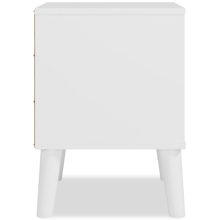 Wolf Bedside 1-Drawer Nightstand, 23.7\"W x 21.9\"H, Modern Mid-Century - Two-tone White & Natural 