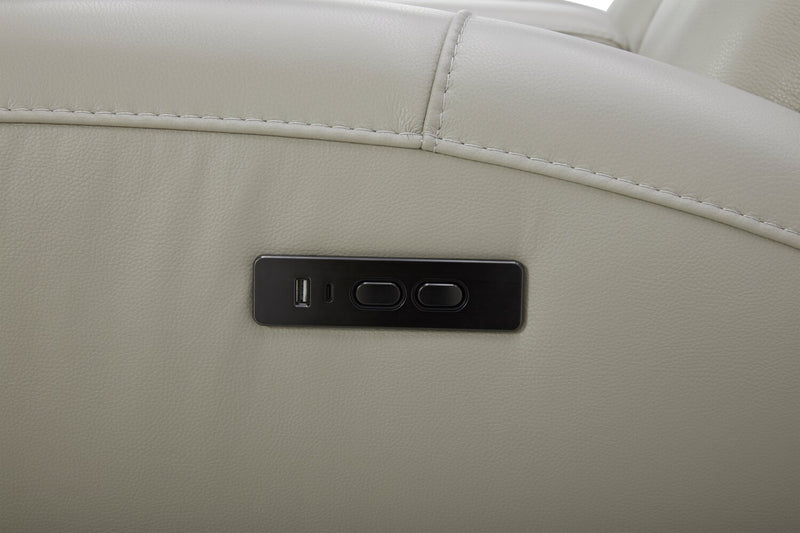 Reign 41.25\" Deltona Moonshine Taupe Top-Grain Genuine Leather Power Reclining Chair with USB Port
