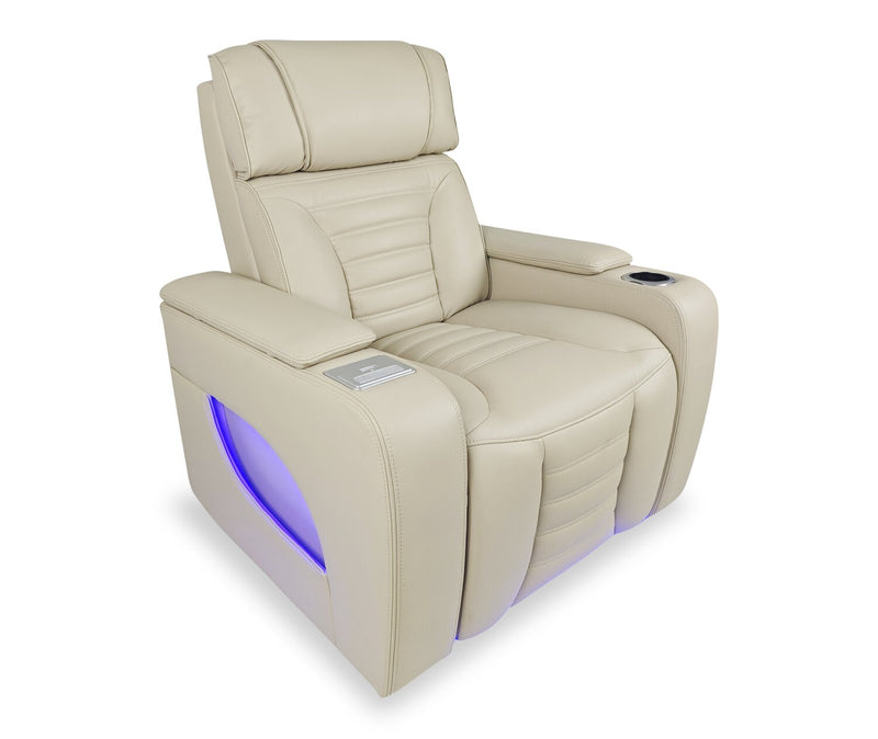 Zen 40\" Apricot Faux Leather Power Reclining Massage Chair with Power Headrest and Heated Seat