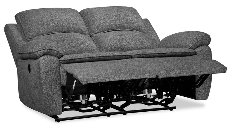 Chandler 60\" Chenille Fabric Power Reclining Loveseat - Grey 