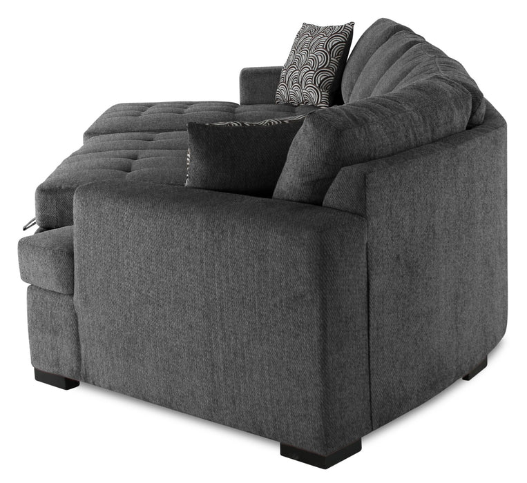 Legend 3-Piece Right-Facing Chenille Cuddler Sleeper Sectional with Chaise - Pepper 