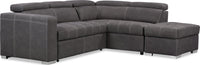 Drake 3-Piece Right-Facing Faux Suede Fabric Sleeper Sectional with Storage Ottoman - Cement Grey 