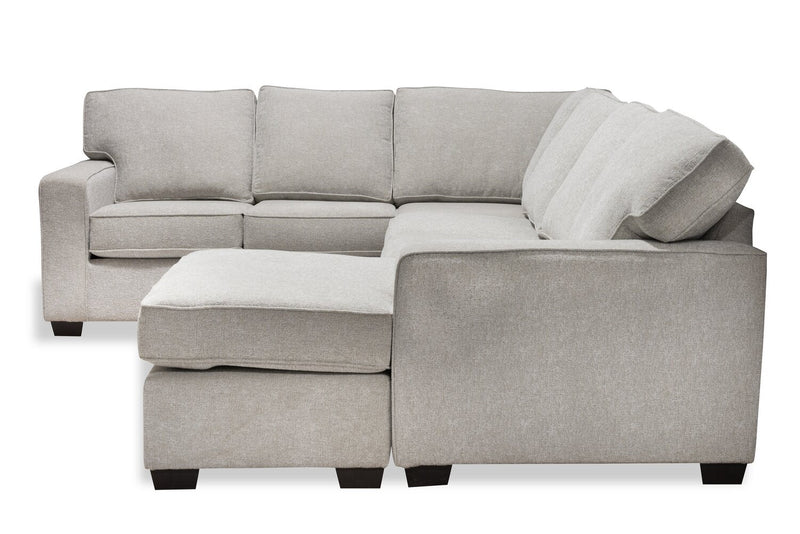 Made in Canada Verona 2-Piece Right-Facing Linen-Look Fabric Sectional with Removable Cushions - Beige 
