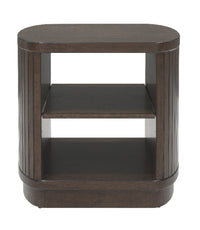 Vernon 25” Modern Solid Wood End Table with 2 Shelves - Dark Brown
