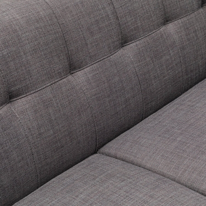 Kort & Co. Freeman 80” Charcoal Grey Linen-Look Fabric Condo Size Sofa with Wood Base and Legs