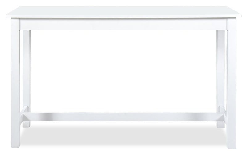 Noah 60” Modern Sofa Table with 3 Counter-Height Stools and USB Ports - White