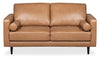 Edge 70\" Genuine Leather Loveseat with Wood Legs and Removable Back Cushions - Brown