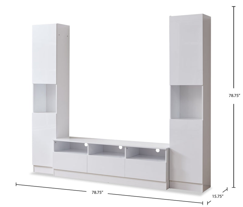 Celine 63\" 4 – Piece Entertainment Centre with Storage for TVs up to 58\" - White