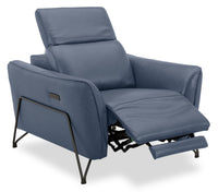 Riviera Top-Grain Genuine Leather Power Reclining Chair - Blue 