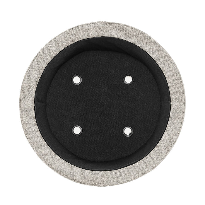 Winnipeg Round Fabric Storage Ottoman - Grey