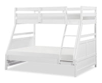 Quinn Bunk Bed with Ladder & Guard Rail for Kids, White - Twin/Full 