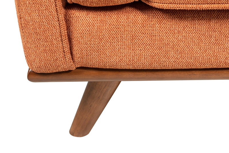 Kort & Co. Kassia 40.9\" Linen-Look Fabric Chair with Wood Base and Legs - Orange 