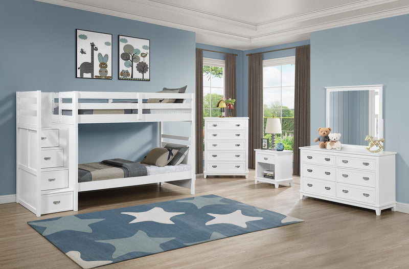 Quinn Twin/Twin Staircase Bunk Bed - White
