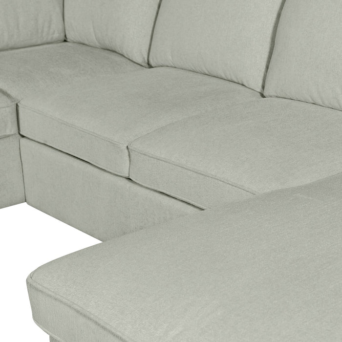 Haven 4-Piece Chenille Right-Facing Sleeper Sectional - Seafoam 
