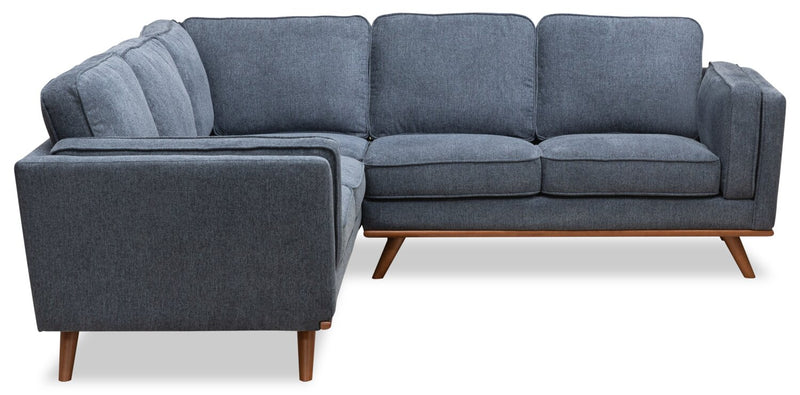 Kassia 2-Piece Linen-Look Sectional - Blue