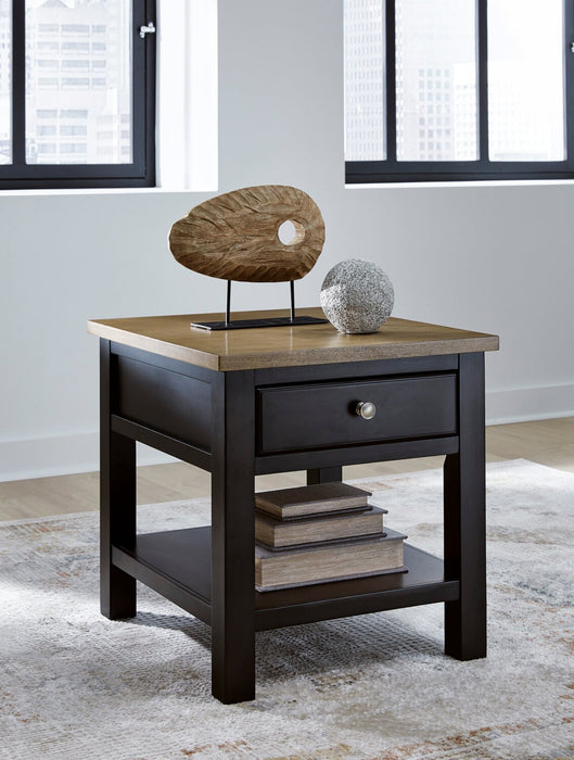 Wells 24\" Solid Wood End Table with Storage and Shelf - Two Tone Brown