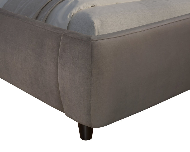 Mave Upholstered Platform Bed in Grey Velvet - Queen Size