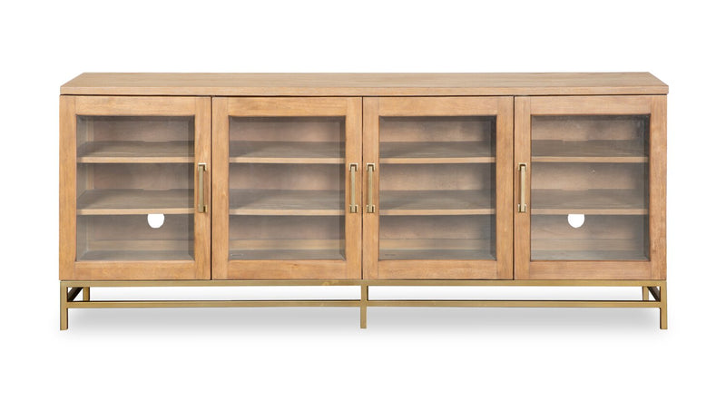 Cresset 70” Modern Solid Wood TV Stand with Storage and Cable Management for TVs up to 75\" - Belgian