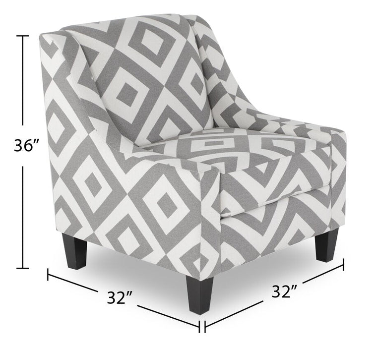 Made in Canada Cindy Crawford Home Kylie 32\" Linen-Look Fabric Accent Chair - Charcoal Square 