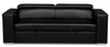 Drake 87\" Leather-Look Fabric Sleeper Sofa with Pull Out Sleeper, Flip-Up Headrests and Button Tufting - Black 