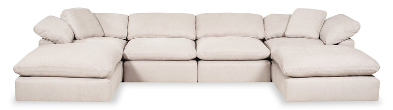 Eclipse 6-Piece Linen-Look Fabric Modular Sectional with 2 Ottomans - Linen
