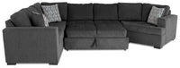 Made in Canada Legend 3-Piece Right-Facing Chenille Fabric Cuddler Sleeper Sectional - Pepper Grey 