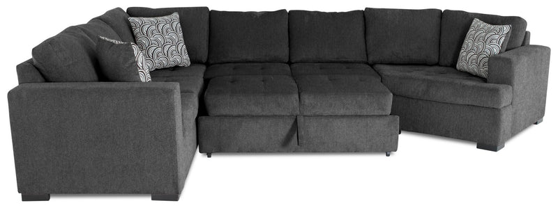 Legend 3-Piece Right-Facing Chenille Cuddler Sleeper Sectional - Pepper