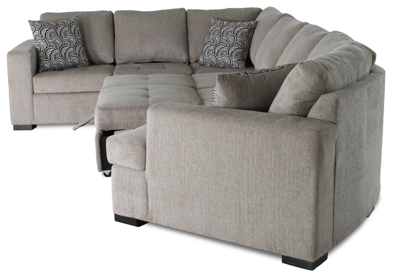 Legend 4-Piece Right-Facing Chenille Cuddler Sleeper Sectional - Platinum 