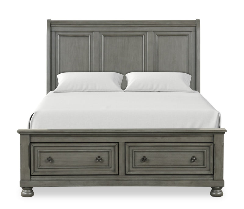 Chelsea Platform Storage Bed with Headboard & Frame, Grey - Queen Size
