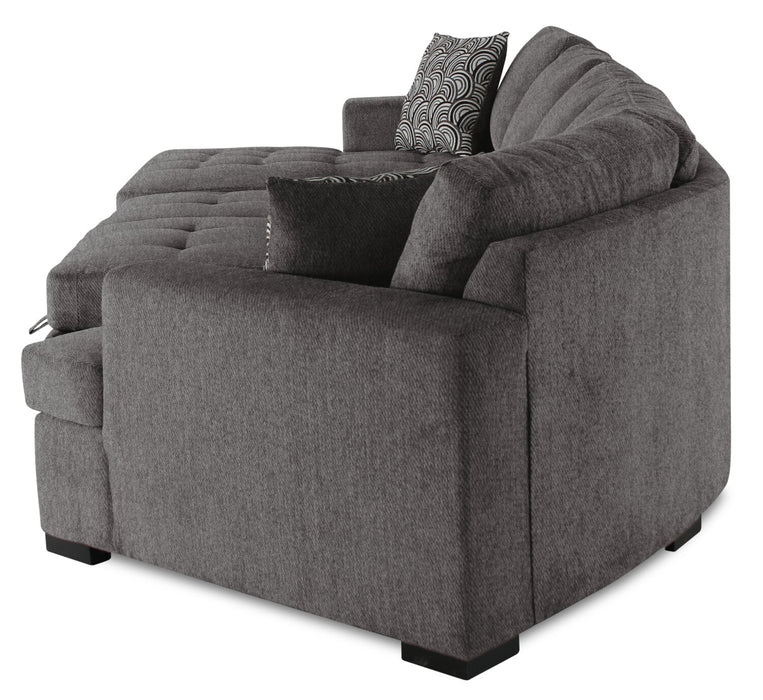Legend 3-Piece Right-Facing Chenille Cuddler Sleeper Sectional with Chaise - Pewter